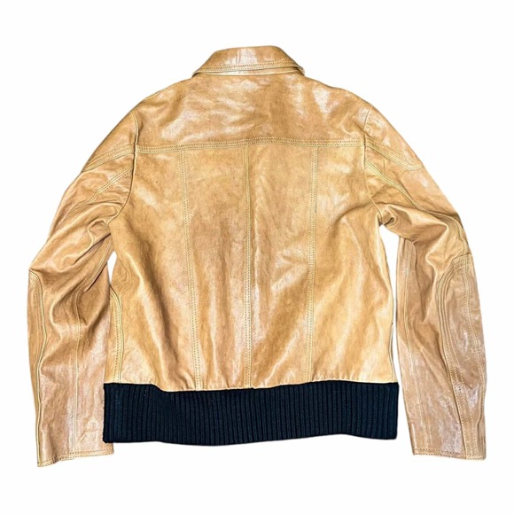 Coach Sheep Leather Brown Men's Biker Motorcycle Jacket Size 50 Zipped Pockets - Picture 3 of 16